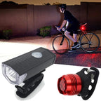Bicycle Highlight USB Rechargeable Lamp Waterproof Bicycle Headlight Taillight Set, Headlight + Taillight (Black) Headlight + Taillight (Black) Headlight + Taillight