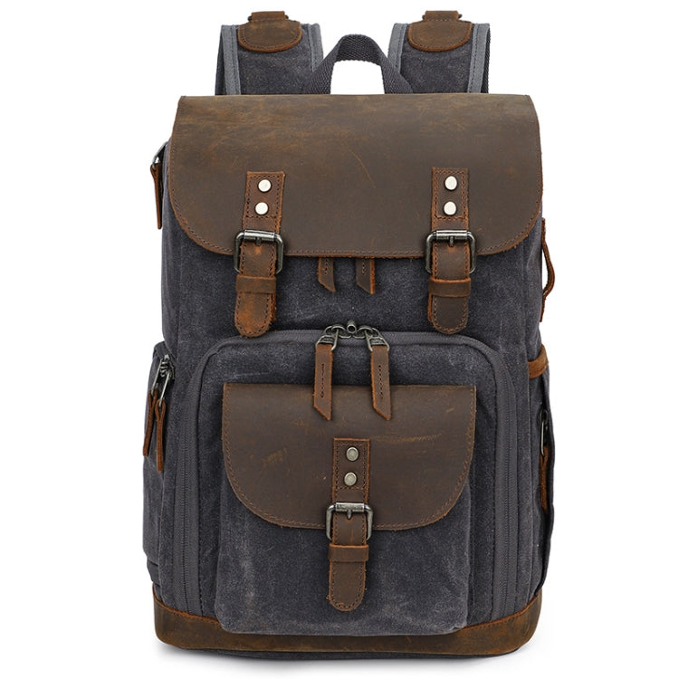 K-86 Casual Shoulder Camera Bag Contrast Waterproof Batik Canvas Single Digital Camera Photo Backpack, Yellow, Khaki, Gray, Green – Waterproof, Wear-resistant, Magnetic Gray
