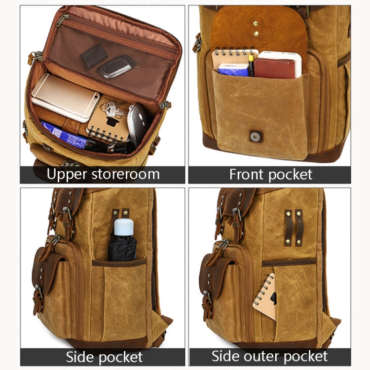 K-86 Casual Shoulder Camera Bag Contrast Waterproof Batik Canvas Single Digital Camera Photo Backpack, Yellow, Khaki, Gray, Green