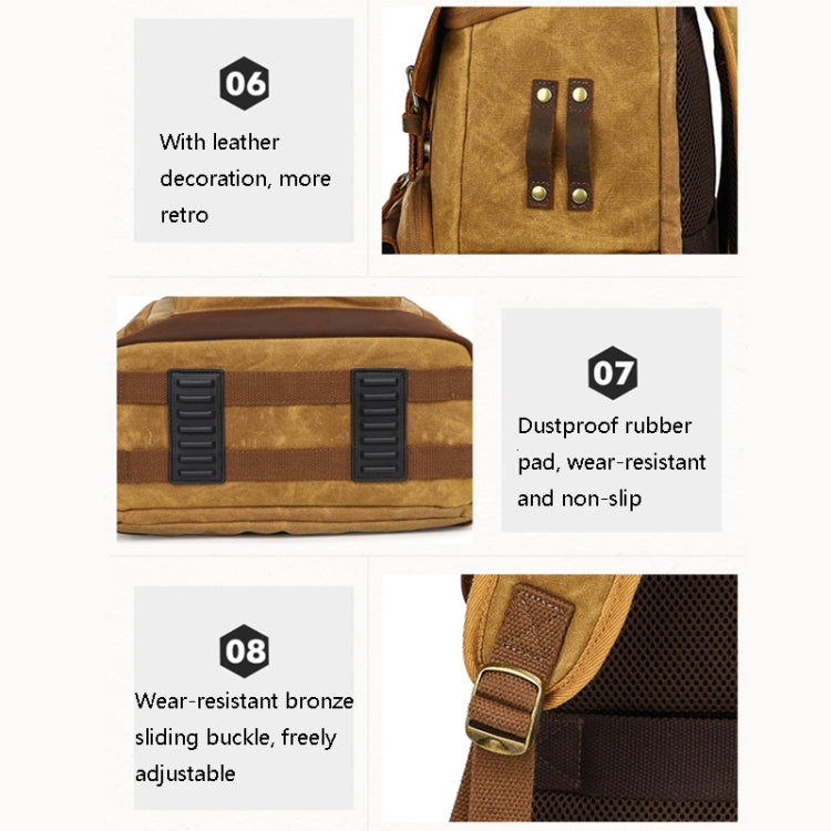 K-86 Casual Shoulder Camera Bag Contrast Waterproof Batik Canvas Single Digital Camera Photo Backpack, Yellow, Khaki, Gray, Green
