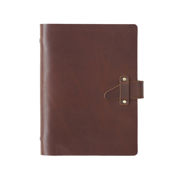 A5 Cowhide Retro Loose-Leaf Notebook Diary Office Business Simple Notepad Crazy Horse Leather Handbook, Brown, Ink Green, Blue, Black, Coffee, Wine Red, Purple Brown