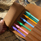 Retro First Layer Cowhide Pen Curtain Simple Literary Pencil Case Multifunctional Volume Pencil Case, Crazy Horse Skin Black, Crazy Horse Skin Coffee, Crazy Horse Skin Brown, Crazy Horse Skin Wine Red, Crazy Horse Skin Ink Green, Crazy Horse Skin Blue
