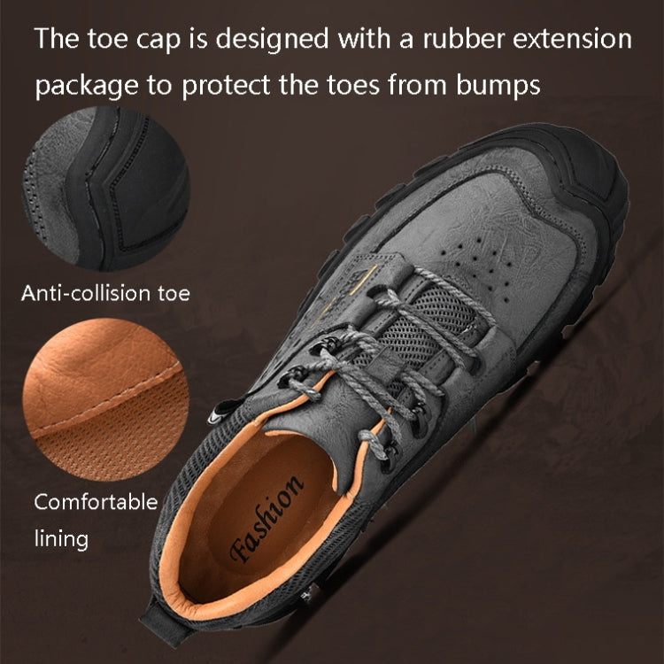XZ2182 Autumn Men Outdoor Hiking Shoes Cowhide Laced Thick-Soled Men Shoes, 46 – Wear-resistant, Leather, Non-slip