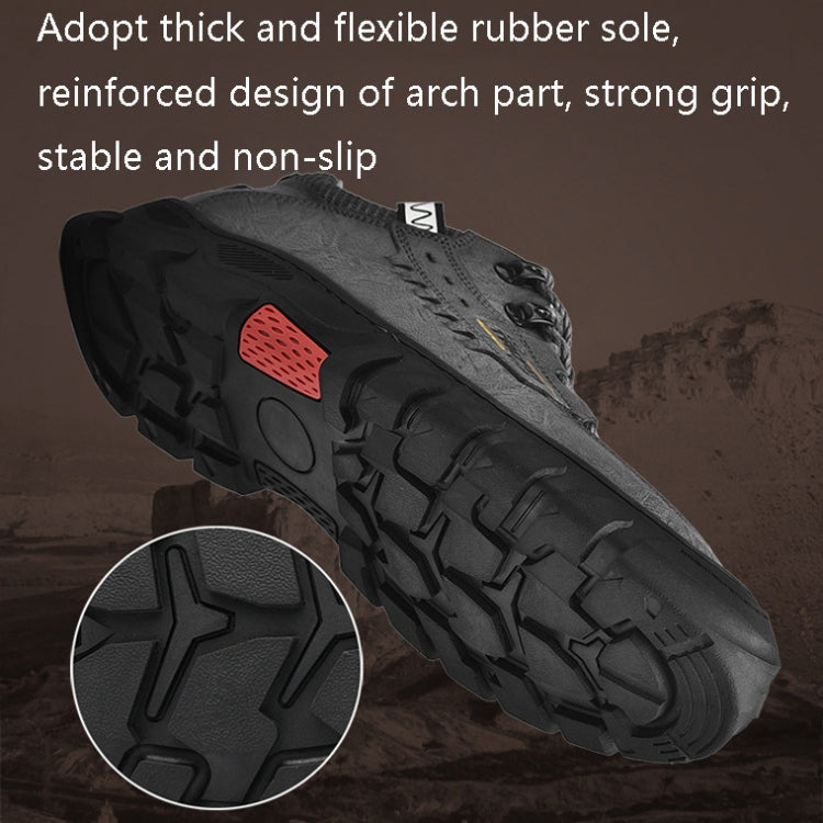 XZ2182 Autumn Men Outdoor Hiking Shoes Cowhide Laced Thick-Soled Men Shoes, 46 – Wear-resistant, Leather, Non-slip