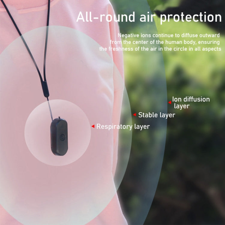 EP206 Hanging Neck Negative Ion Necklace Air Purifier, Black, White – Wear-resistant, Lanyard