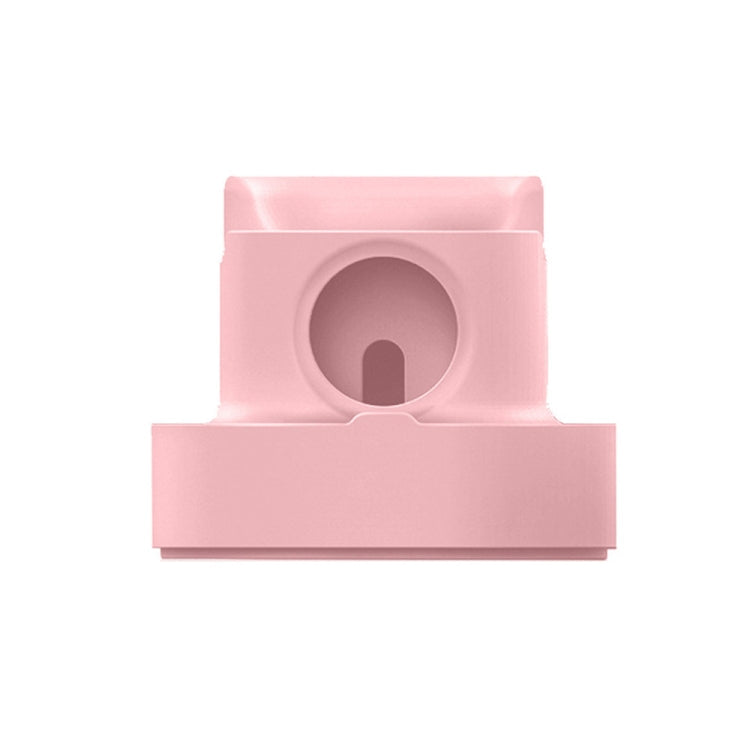 2 In 1 Smart Watch Charging Bracket Desktop Silicone Watch Charging Stand For Apple Watch, Black, White, Pink, Deep Blue, Grey – Non-slip Pink