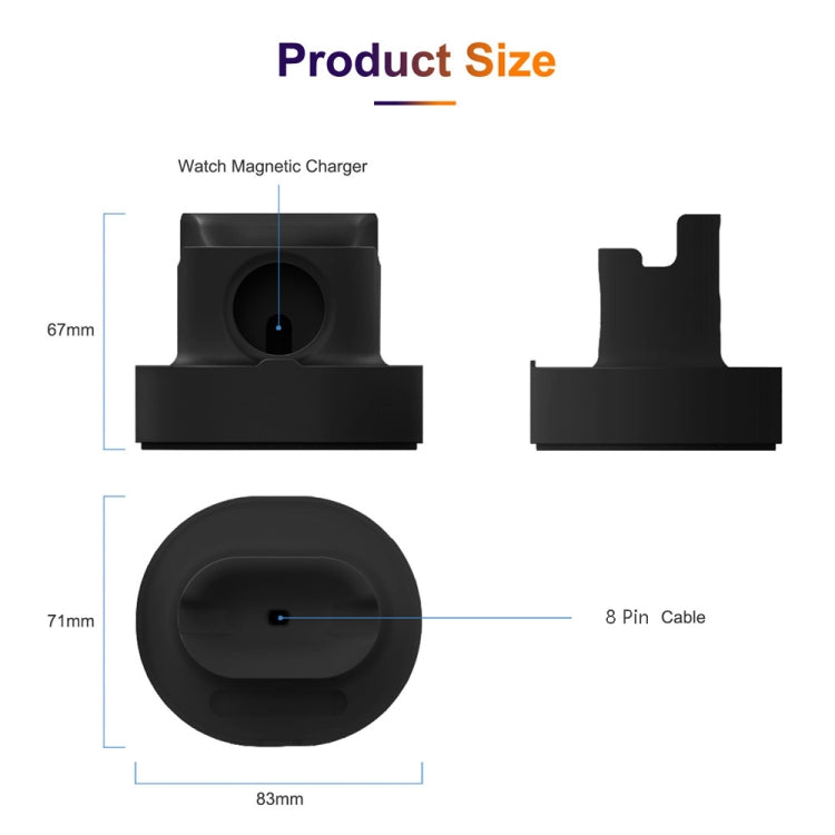 2 In 1 Smart Watch Charging Bracket Desktop Silicone Watch Charging Stand For Apple Watch, Black, White, Pink, Deep Blue, Grey – Non-slip