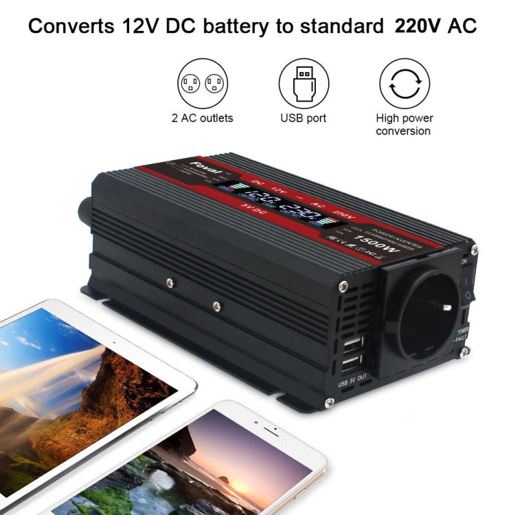 LCD Smart Home Car Inverter 12V To 220V Power Converter, 1500W, 2000W, 2600W, 3000W – TPU