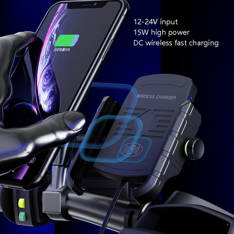 M9 Motorcycle Wireless Charging Mobile Phone Bracket 15W Fast Charging Mobile Phone Navigation Bracket, M9 (Black), M9 (Blue), M9 (Red), M9 (Gray) – Waterproof, Fast Charging, Wireless Charging