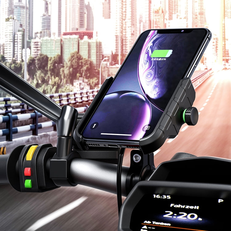 M9 Motorcycle Wireless Charging Mobile Phone Bracket 15W Fast Charging Mobile Phone Navigation Bracket, M9 (Black), M9 (Blue), M9 (Red), M9 (Gray) – Waterproof, Fast Charging, Wireless Charging