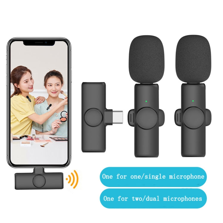 Lavalier Wireless Microphone Mobile Phone Live Video Shooting Small Microphone, Type C 1 To 1, Type-C 1 To 2
