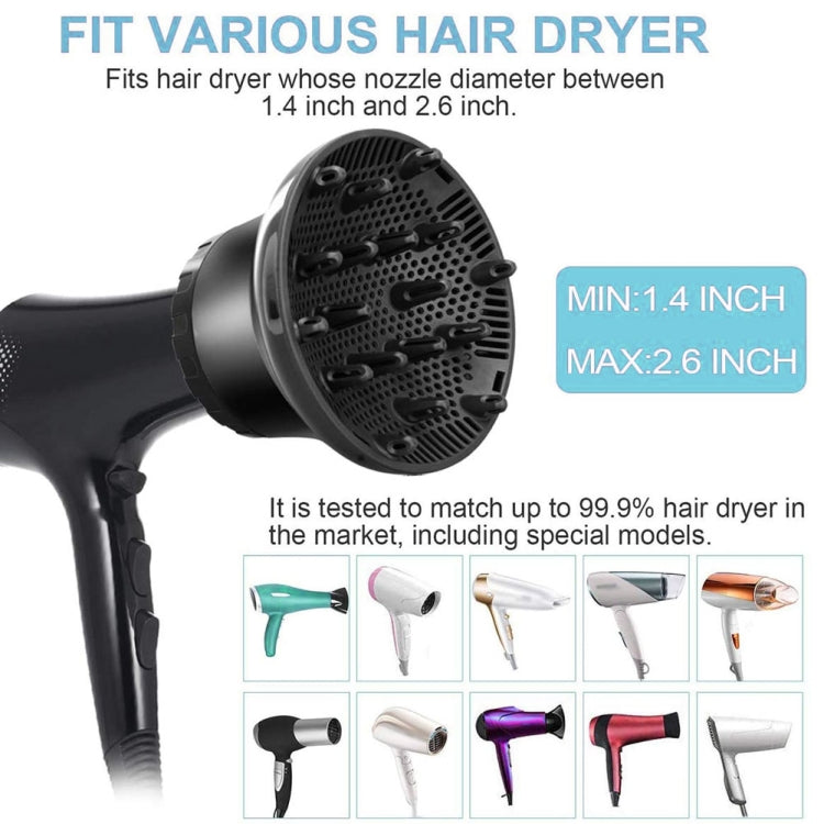 Universal Hair Diffuser Adaptable For Blow Dryers with Rotatable Design Curly Hair Large Wind Hood, White, Black