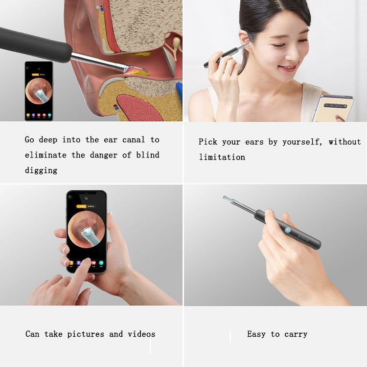 Bebird R1 High-Definition Endoscope Luminous Visual Ear Picking Tool, R1-Classic Black, R1-Moon White