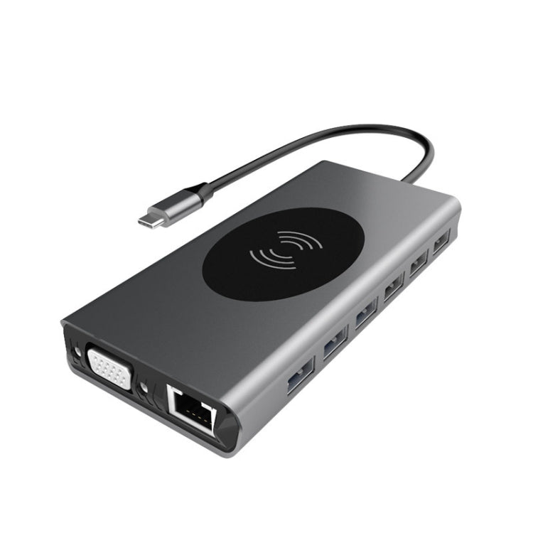 BX15W USB HUB Type-C Docking Station with Wireless Charge Function, BX15W – Fast Charging, Wireless Charging, Aluminum Alloy BX15W