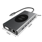 BX15W USB HUB Type-C Docking Station with Wireless Charge Function, BX15W – Fast Charging, Wireless Charging, Aluminum Alloy