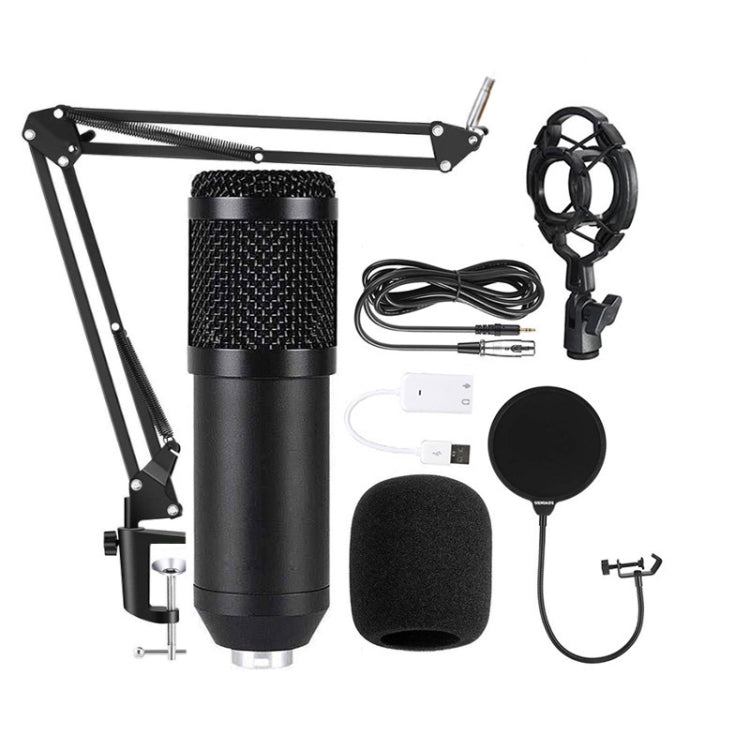 BM800 Condenser Microphone Set, BM800 With USB Sound Card (Black), BM800 With USB Sound Card (Black Golden Net) BM800 With USB Sound Card (Black) Black And Black Net
