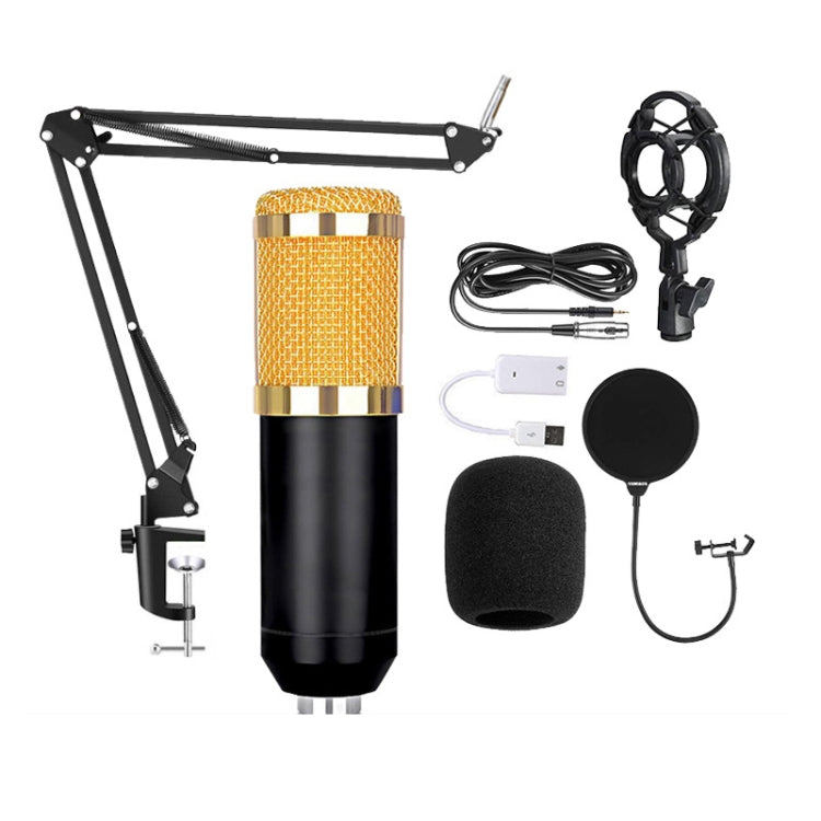BM800 Condenser Microphone Set, BM800 With USB Sound Card (Black), BM800 With USB Sound Card (Black Golden Net) BM800 With USB Sound Card (Black Golden Net) Black And Golden Net