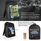 LED Display Backpack Smart Advertising Screen Waterproof PU Backpack, PU Backpack