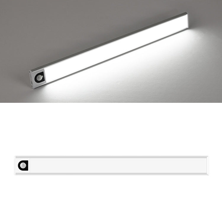 Intelligent Automatic Human Body Induction Wireless LED Lamp, 20cm, 40cm, 60cm, 80cm – Fast Charging, Aluminum Alloy 40cm Silver + White Light