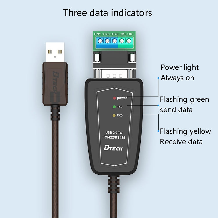 DTECH DT-5019 USB to RS485 / RS422 Conversion Cable, FT232 Chip, Length:, 0.5m, 1.5m – Magnetic, Data Transmission