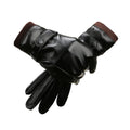 Men Autumn Winter Windproof Warm Plush Lining PU Riding Gloves, 01 01