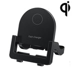 KH-18 15W Vertical Wireless Fast Charger with Phone Holder, Black, White – Wireless Charging, TPU, Non-slip Black