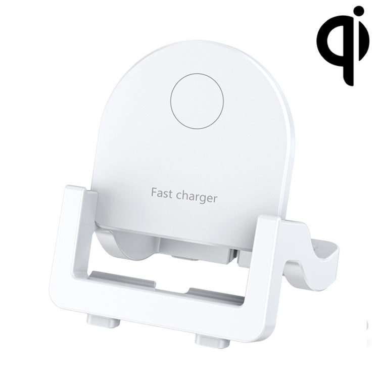 KH-18 15W Vertical Wireless Fast Charger with Phone Holder, Black, White – Wireless Charging, TPU, Non-slip White