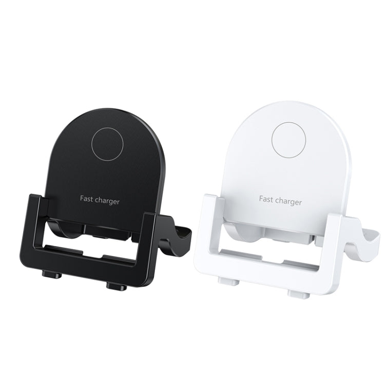 KH-18 15W Vertical Wireless Fast Charger with Phone Holder, Black, White – Wireless Charging, TPU, Non-slip