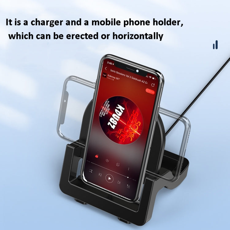 KH-18 15W Vertical Wireless Fast Charger with Phone Holder, Black, White – Wireless Charging, TPU, Non-slip