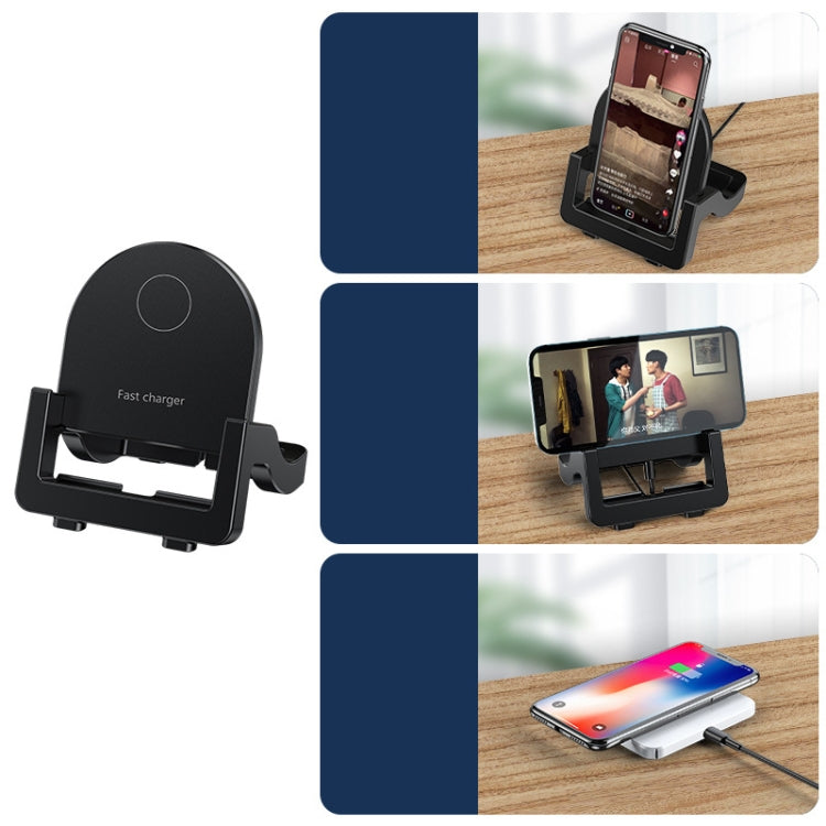 KH-18 15W Vertical Wireless Fast Charger with Phone Holder, Black, White – Wireless Charging, TPU, Non-slip
