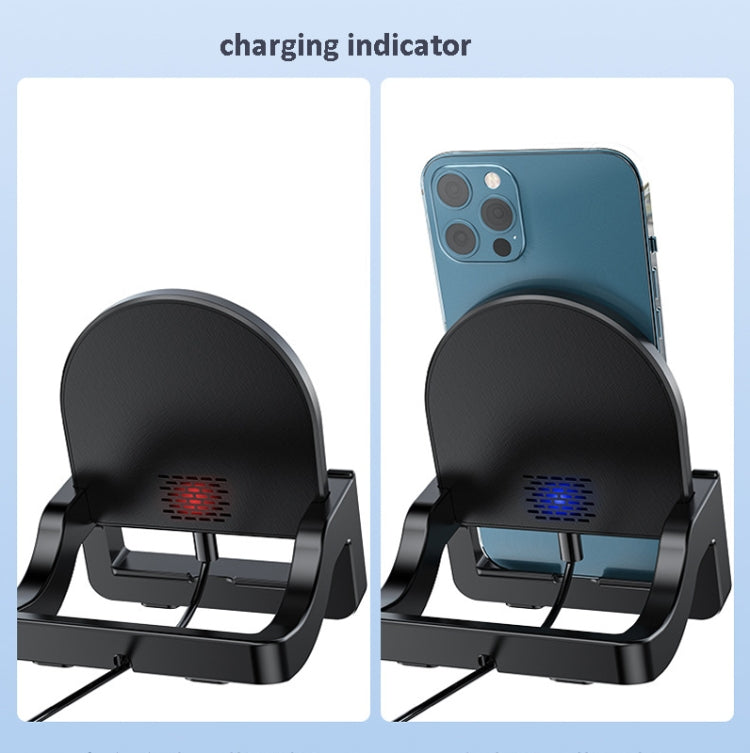 KH-18 15W Vertical Wireless Fast Charger with Phone Holder, Black, White – Wireless Charging, TPU, Non-slip