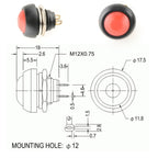 10 PCS Small Waterproof Self-Reset Button Switch, Black, Green, Red, Orange, White, Blue