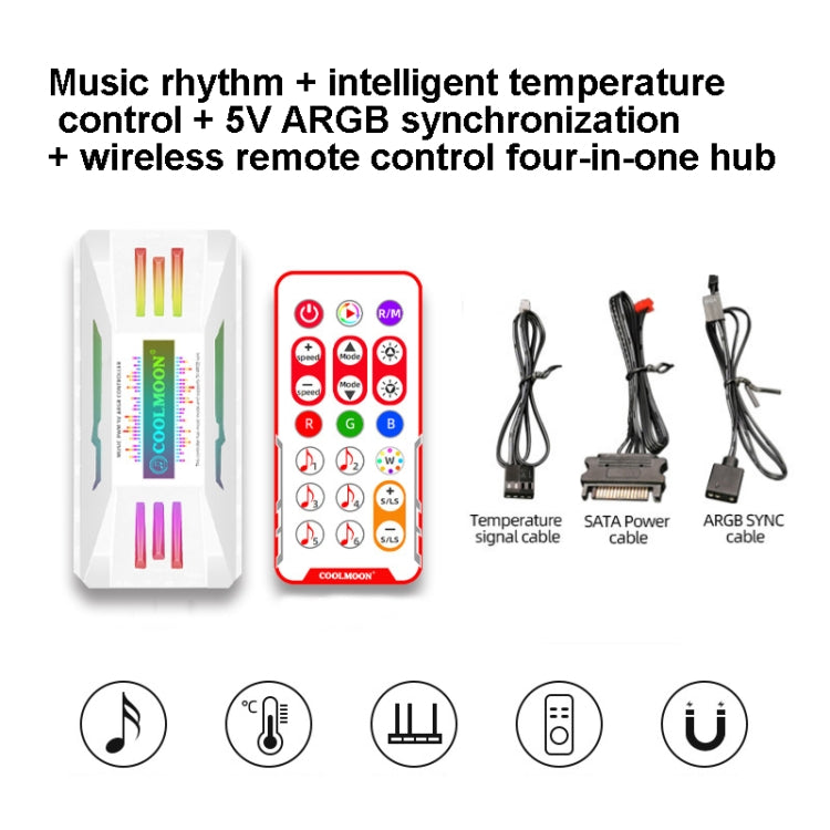 COOLMOON CM-MPAC PWM 5V ARGB Cooling Fan Remote Control For PC Case Chassis, Style:, 4 in 1 (White), 4 in 1 (Black), 3 in 1 Controller (White), 3 in 1 Controller (Black) – Magnetic