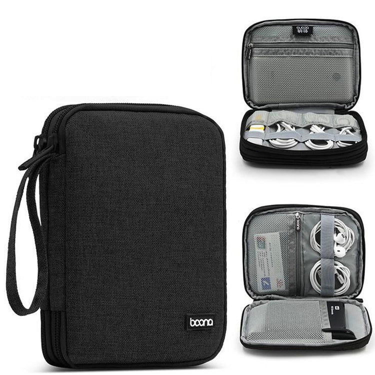 Baona BN-D004 Double-layer Data Cable Storage Bag Digital Accessories... Black