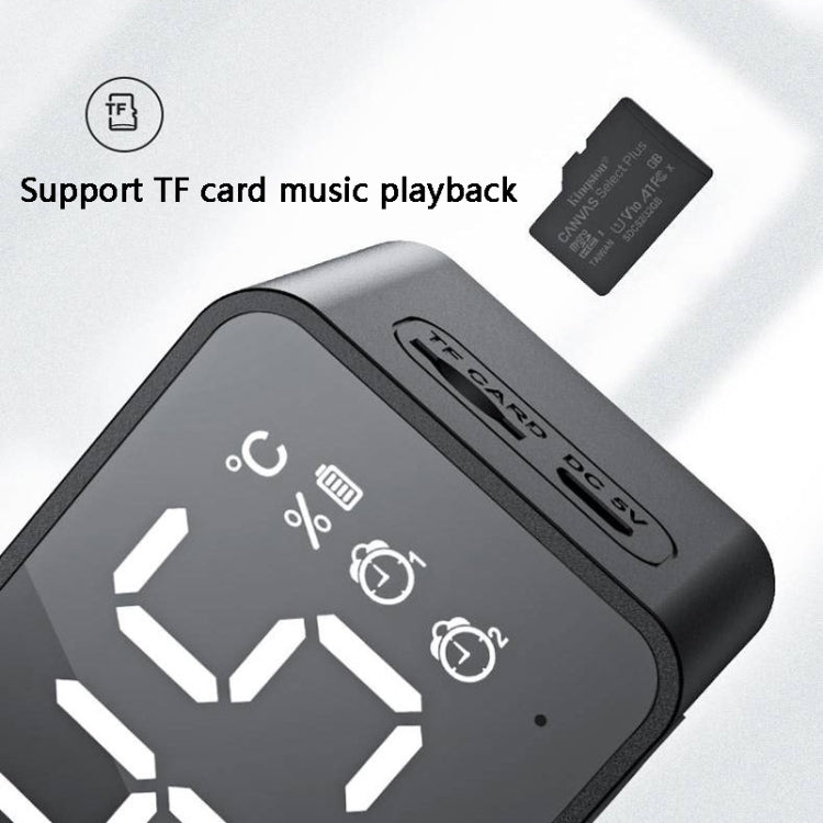 ZXL-G50 Bluetooth Speaker – Mini Mirror Alarm Bluetooth Speaker Support TF Card, ZXL-G50 Black,...