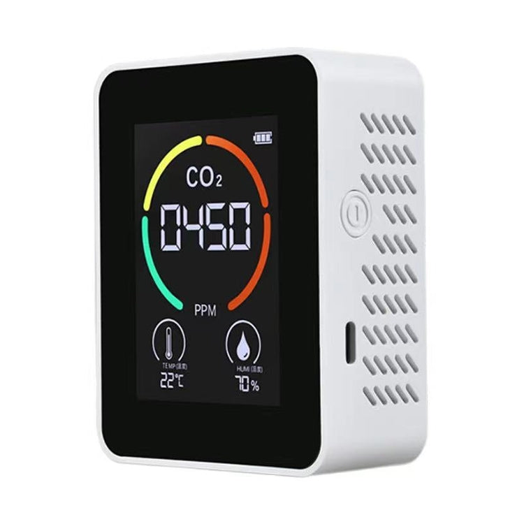 Temperature Humidity Display CO2 Meter Carbon Dioxide Air Quality Detector, 3 in 1 Semiconductor 3 in 1 Semiconductor Semiconductor White