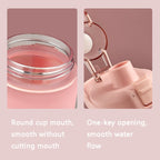 1000ml Large Capacity Gradient ColorsPlastic Sports Water Cup, Silver Gray, Cherry Pink, Sky Blue