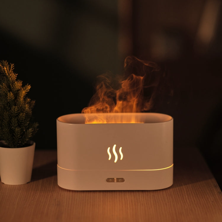 Flame Aroma Diffuser Night Light Humidifier, Monochrome(White), Monochrome(Black) Monochrome(White) White