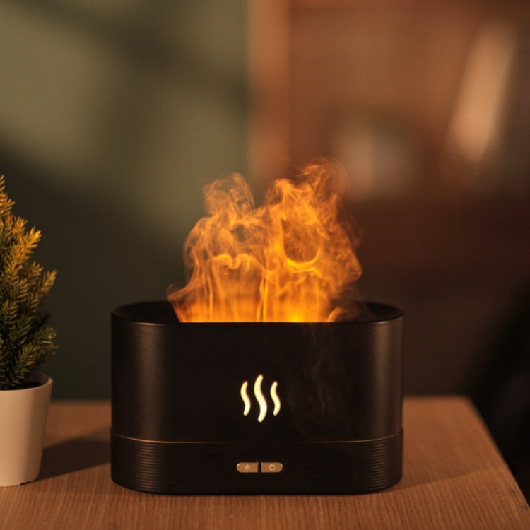 Flame Aroma Diffuser Night Light Humidifier, Monochrome(White), Monochrome(Black) – Electroplating Monochrome(Black) Black