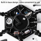 Six-Jaw LED Lamp Magnifying Glass Soldering Station with Fan, N-SS6LMF-BK9, N-SS6LF-BK9