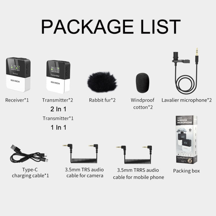 MAMEN KT-W1 Live Single-Reverse Camera Microphone, Specification:, 1 in 1, 2 in 1