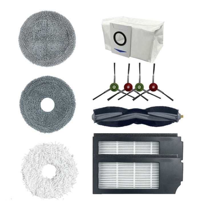 Accessories For Ecovacs Deebot X1, Main Brush, 2 Pairs Edge Brush, 2 PCS Filter Screen, 2 PCS Rag, 2 PCS Upgrade Rag, 2 PCS Upgrade All Hair Rag, 2 PCS Dust Bag