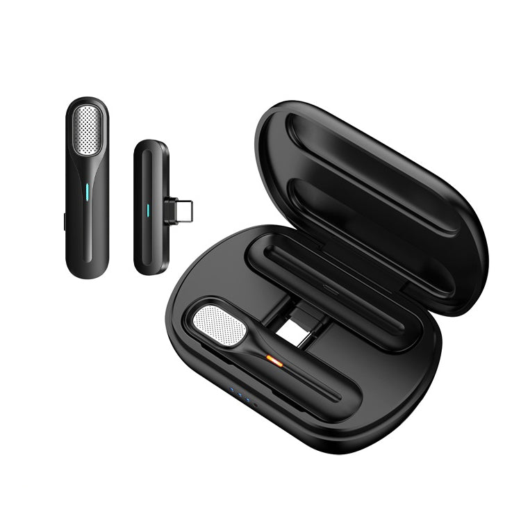 FerTo DX01 Wireless Collar Microphone 2.4G Live Broadcast Equipment, Style:, TYPE-C, 8 Pin, TYPE-C + Charging Bin, 8 Pin + Charging Bin – Wireless Charging, TPU TYPE-C + Charging Bin