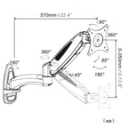 Gibbon Mounts GM112W Wall-Mounted Gas Spring Lifting Computer Monitor Stand – Aluminum Alloy
