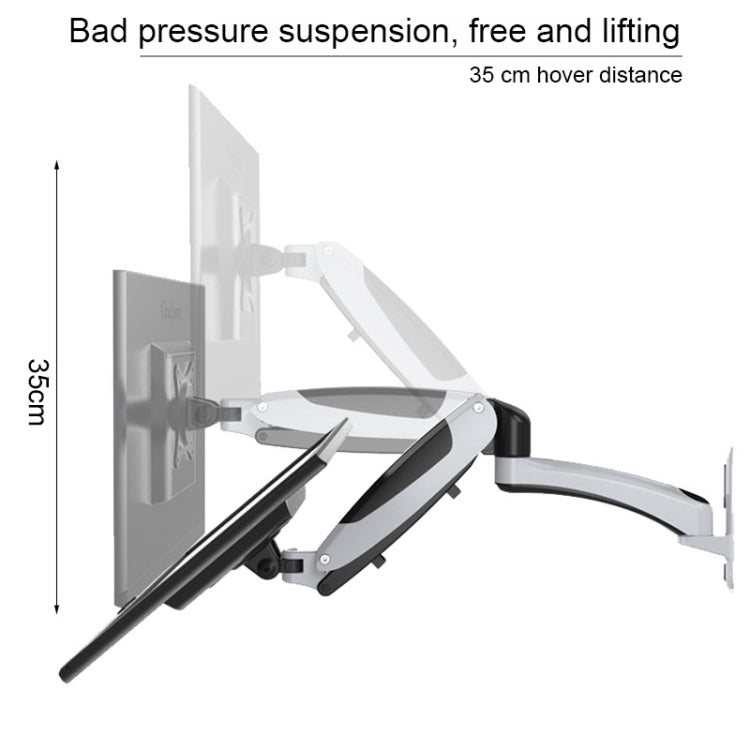 Gibbon Mounts GM112W Wall-Mounted Gas Spring Lifting Computer Monitor Stand – Aluminum Alloy