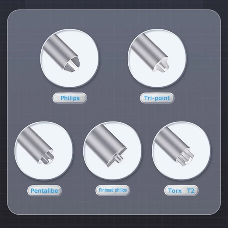 Qianli Super Tactile Grip-Type Precision Silent Dual-Bearing Screwdriver, Type A Phillips, Type B Tri-point, Type C Pentalibe, Type D Pinhead Philips, Type E T2 Torx – Aluminum Alloy, Non-slip