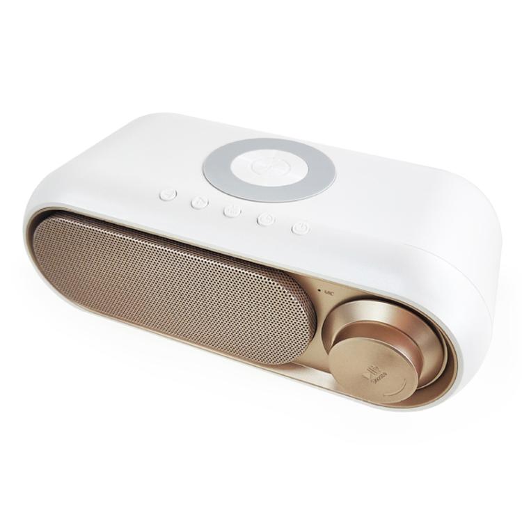 Wireless Charging Bluetooth Speaker Desktop LED Clock – Bluetooth, Wireless Charging White 15W