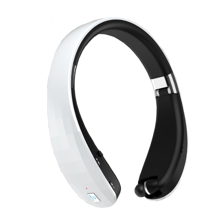 Telescopic Neck-Mounted Folding Bluetooth Earphone, Black, White – Waterproof, Bluetooth White