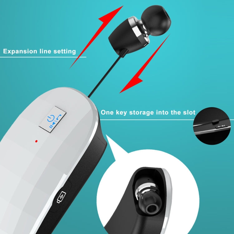 Telescopic Neck-Mounted Folding Bluetooth Earphone, Black, White – Waterproof, Bluetooth