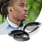 Telescopic Neck-Mounted Folding Bluetooth Earphone, Black, White – Waterproof, Bluetooth